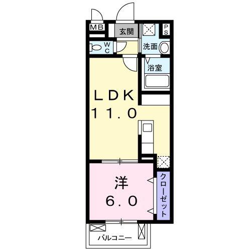 LA SOURCE(1LDK/2階)の間取り写真