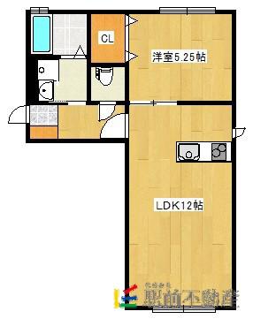 ソレイユ小浜  B棟(1LDK/1階)の間取り写真