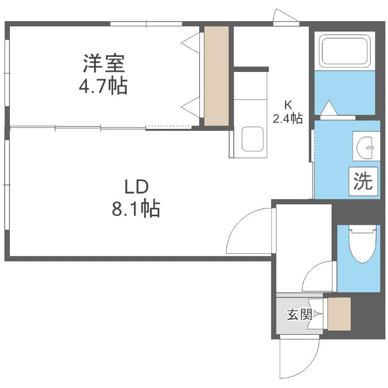 GRANDUKE永山公園通(1LDK/3階)の間取り写真