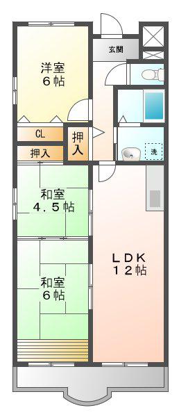 ラフィーネ甲子園(3LDK/1階)の間取り写真