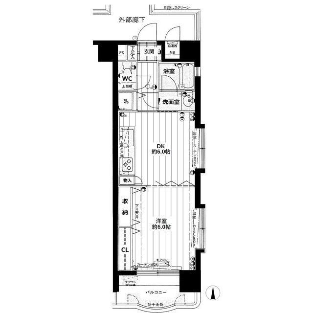 新宿サニーコート(1DK/2階)の間取り写真