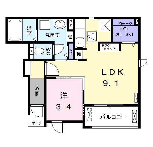 ブルーム(1LDK/1階)の間取り写真