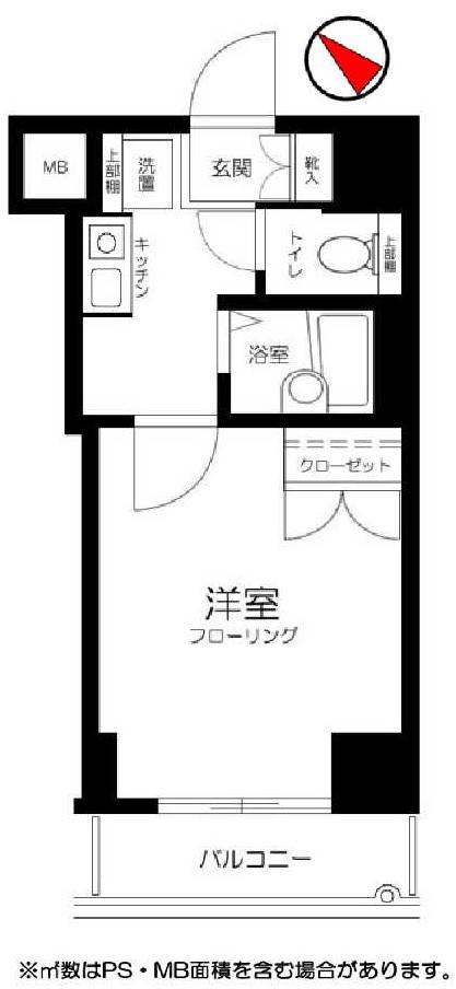 ガラステージ日本橋人形町(1K/2階)の間取り写真