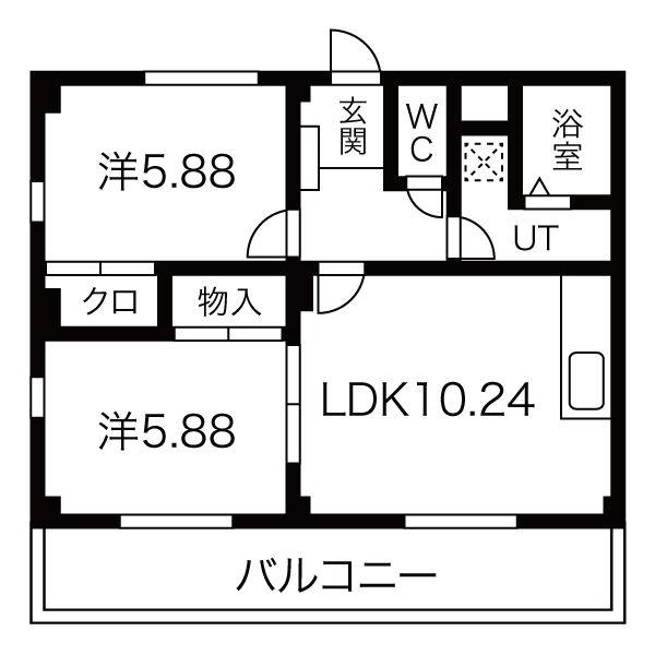 ヒルトップハイツ(2LDK/3階)の間取り写真