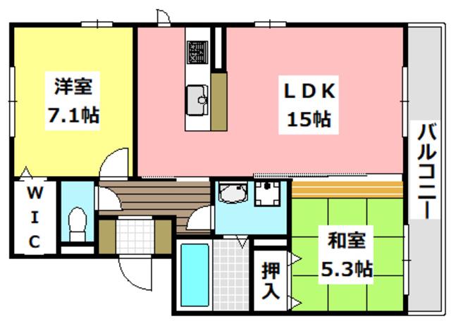 クロスロードIIA棟(2LDK/1階)の間取り写真