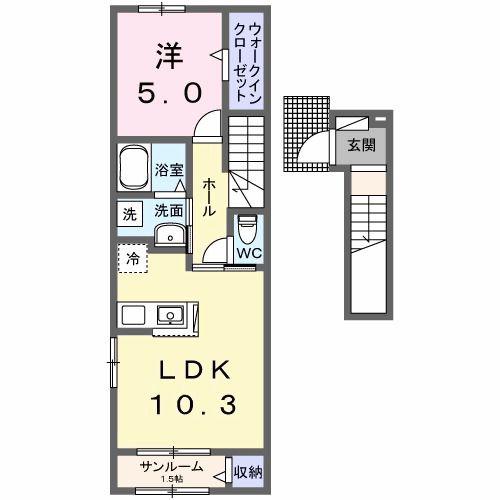 ルミネージュ(1LDK/2階)の間取り写真