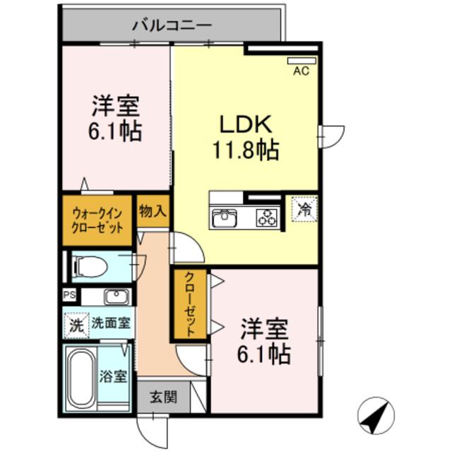 カーサグラナーテ(2LDK/1階)の間取り写真