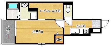 オーブアビタシオンII番館(1K/1階)の間取り写真