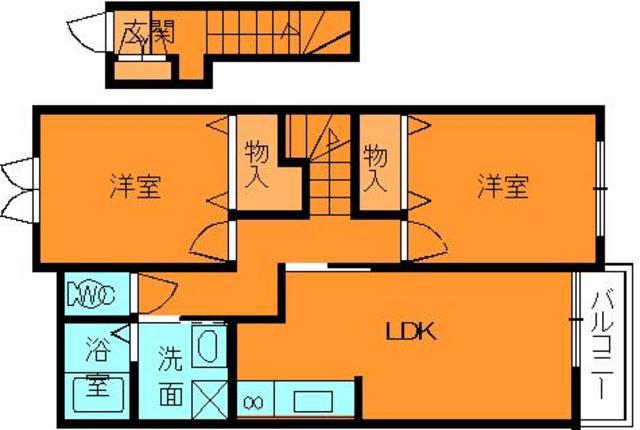 ルミエール・T(2LDK/2階)の間取り写真