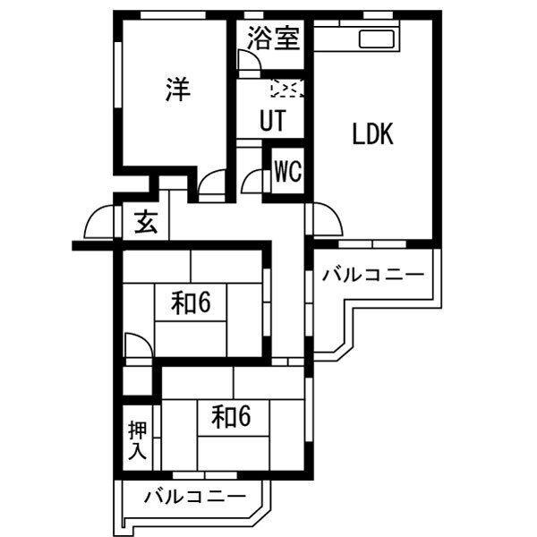 ドエル南塚口 B棟(3LDK/4階)の間取り写真