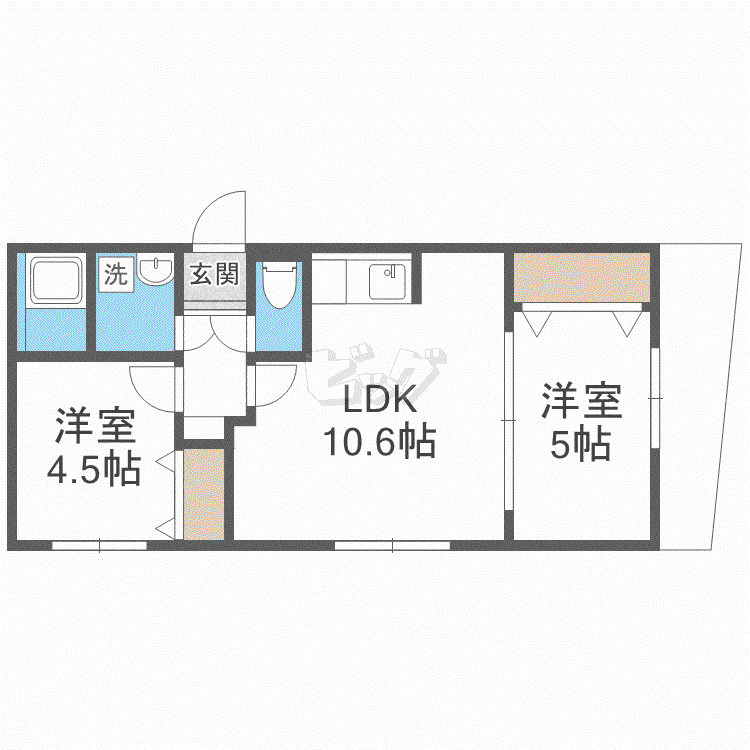 カサヌーボII(2LDK/1階)の間取り写真