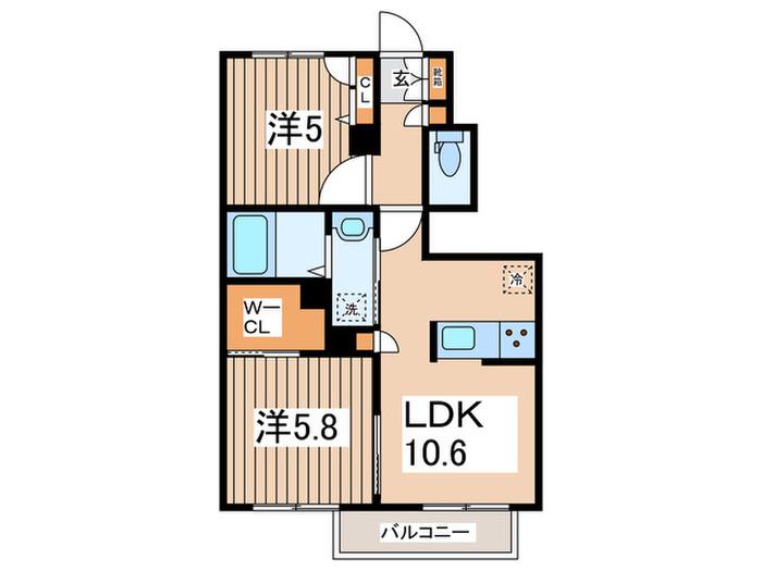 コンフォート泉(2LDK/1階)の間取り写真