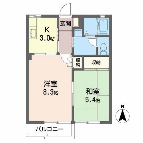 サンハイム(2K/2階)の間取り写真