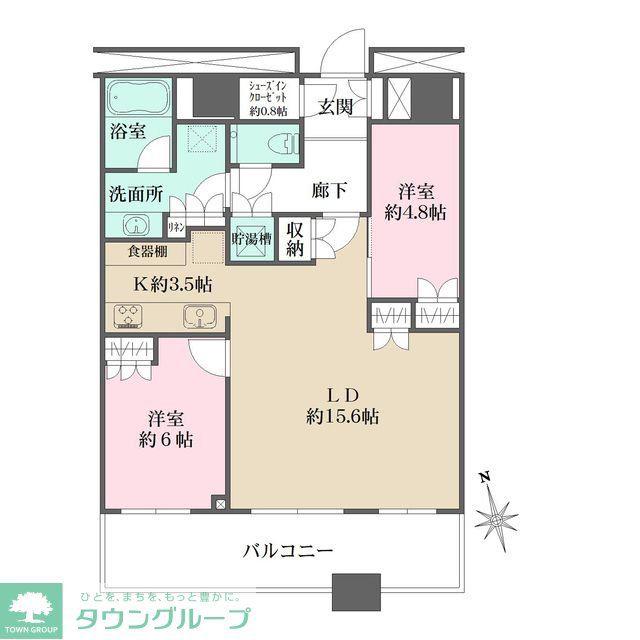 KACHIDOKI THE TOWER(2LDK/25階)の間取り写真