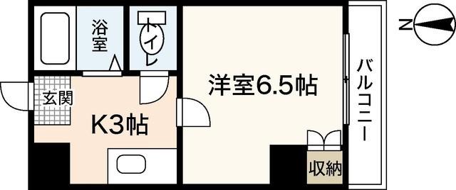 スタープラザ白島中町(1K/2階)の間取り写真