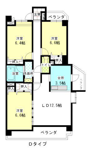 ハーモニー(3LDK/1階)の間取り写真