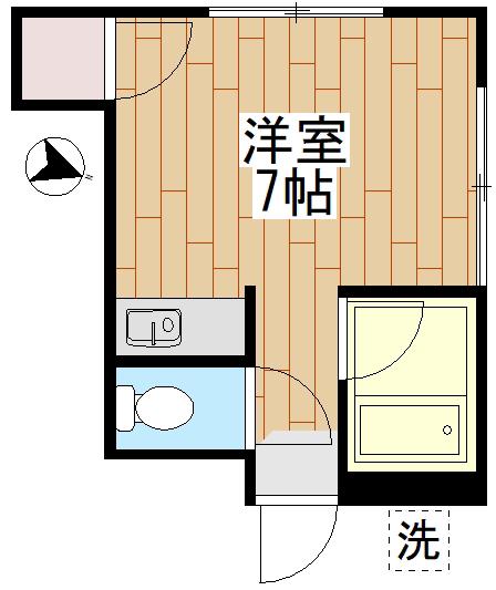 グリーンハウス上野毛(ワンルーム/2階)の間取り写真