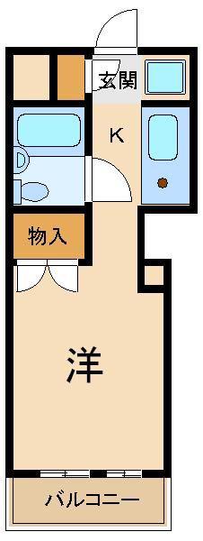 サンパレス花小金井(ワンルーム/3階)の間取り写真
