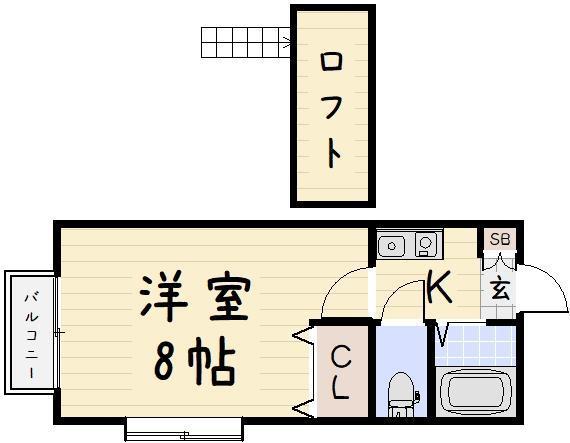 ロフティ葉山(1K/2階)の間取り写真