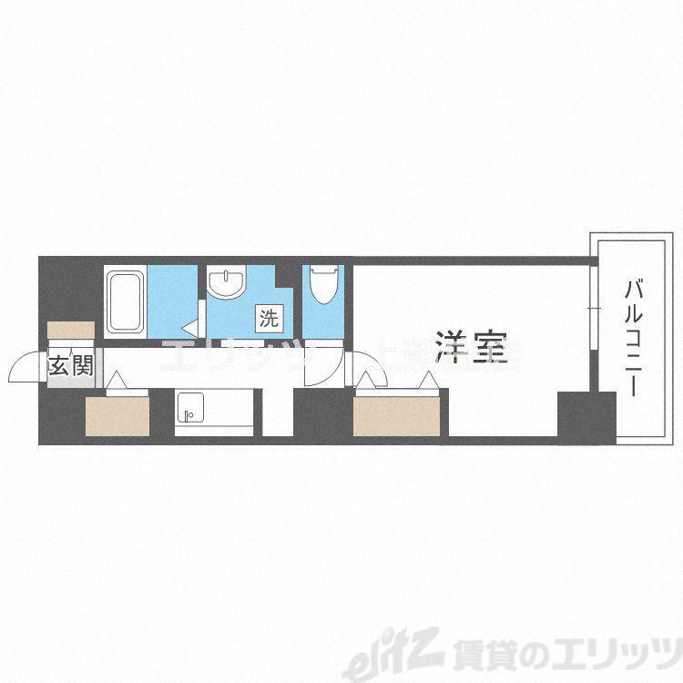 リヴィエール北梅田(1K/4階)の間取り写真