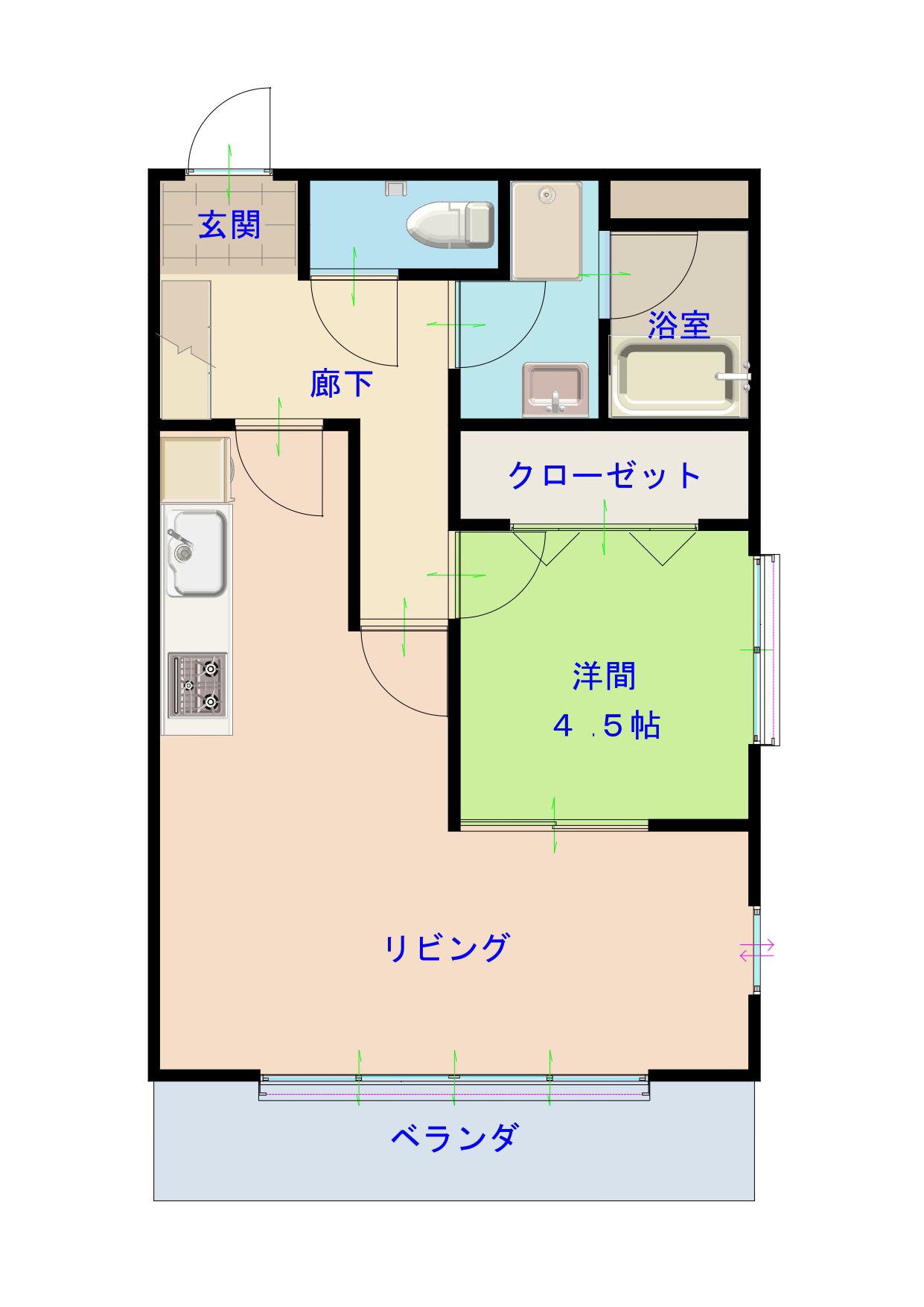 リエゾン(1LDK/2階)の間取り写真