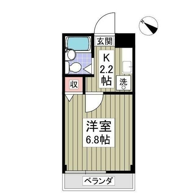 アンシンハイツ2号棟(1K/1階)の間取り写真