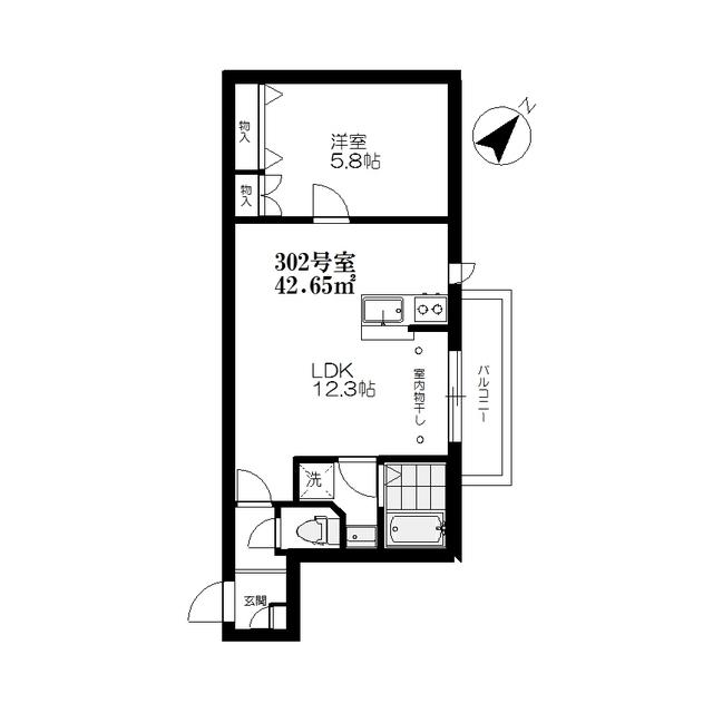 URBAN FLATS(1LDK/3階)の間取り写真