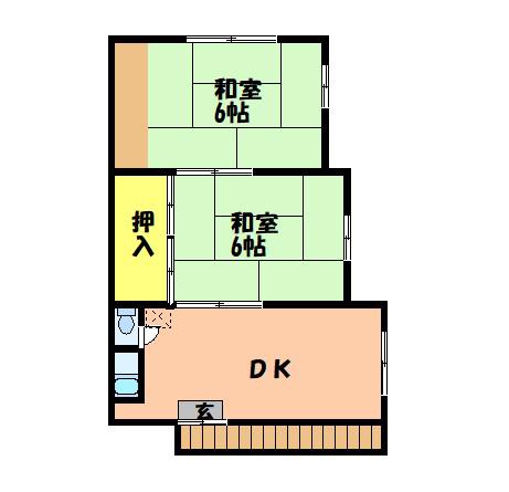 藤原コーポ(2DK/2階)の間取り写真