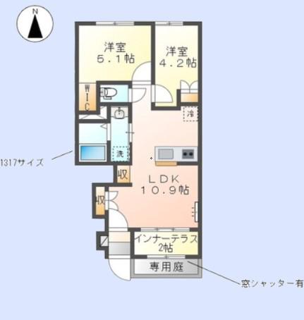 DROM(2LDK/1階)の間取り写真