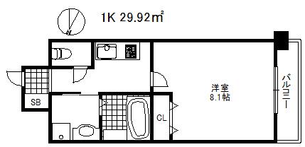 新神戸ヴィータ(1K/8階)の間取り写真