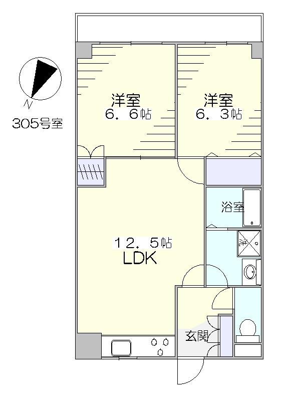 グランシャリオ(2LDK/4階)の間取り写真