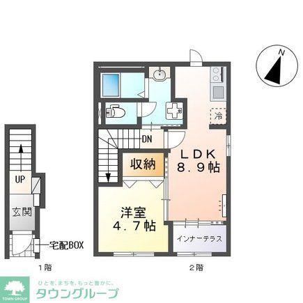飛龍 高坂(1LDK/2階)の間取り写真