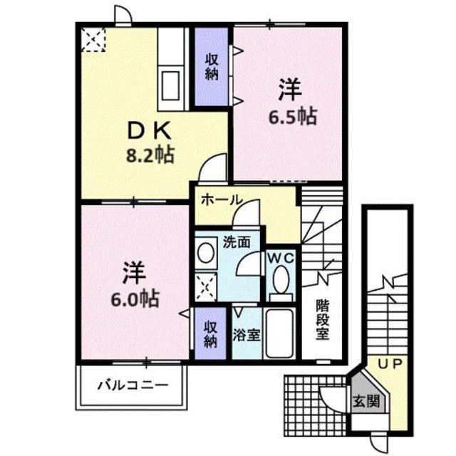 オーブリー傘木(2DK/2階)の間取り写真