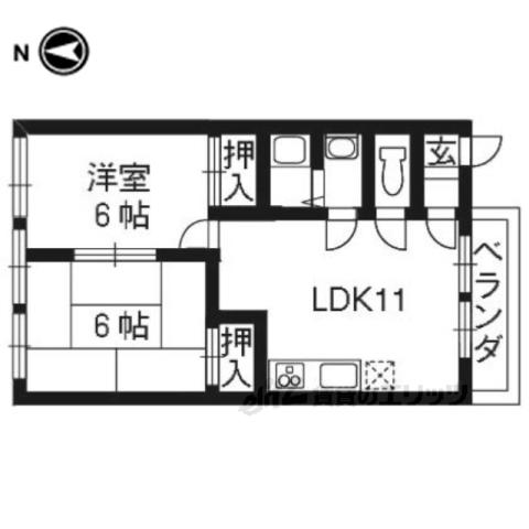ドエル四条(2LDK/3階)の間取り写真
