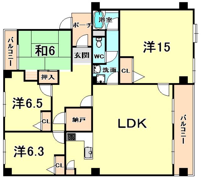 MU夙川(4LDK/1階)の間取り写真