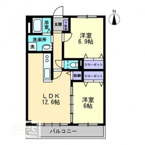 フォブール・エテルナ日暮(2LDK/1階)の間取り写真