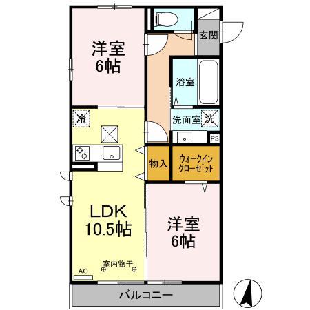 グランメール(2LDK/2階)の間取り写真
