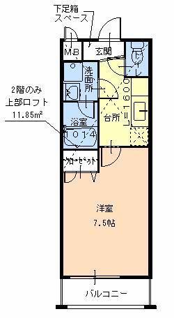エトワール喜里川(1K/1階)の間取り写真