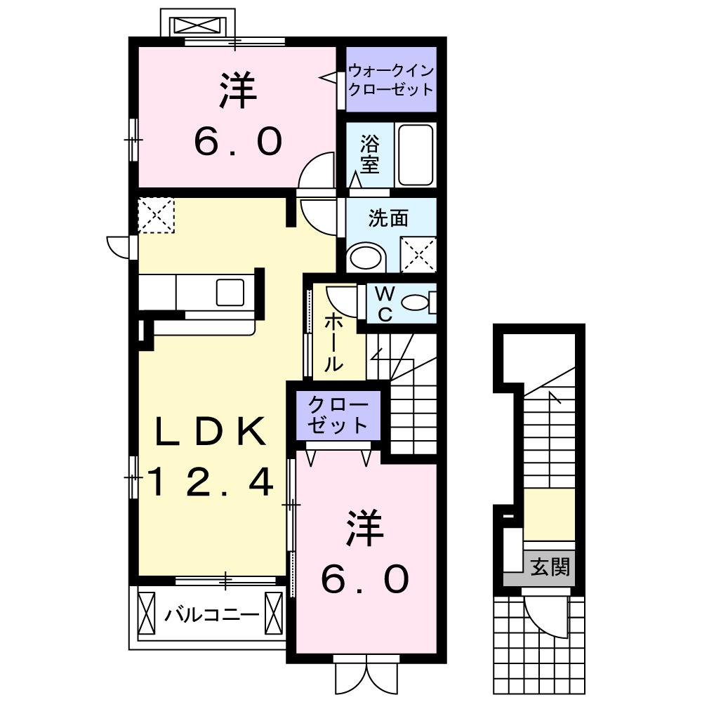 ラム・アルドール(2LDK/2階)の間取り写真