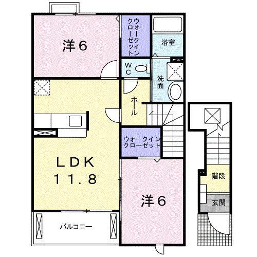 プロムナード和(2LDK/2階)の間取り写真