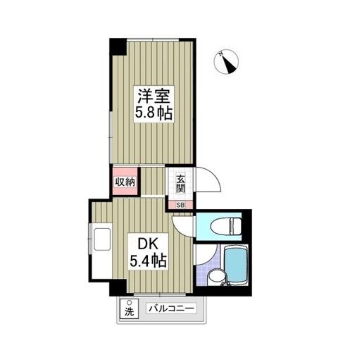 清新三興ハイツ(1DK/1階)の間取り写真