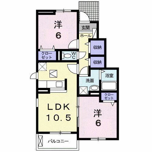 サンシャイン石津 A棟(2LDK/1階)の間取り写真