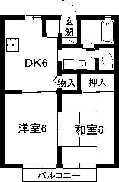 オレンジハウス東館(2DK/1階)の間取り写真