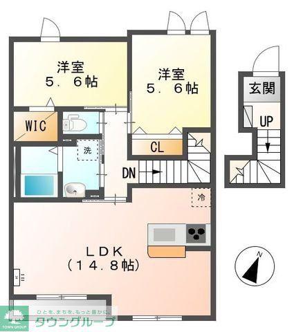 ラ・ルクシュールI(2LDK/2階)の間取り写真