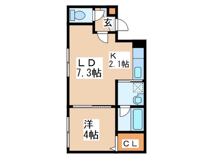 カレラ月寒中央(1LDK/4階)の間取り写真