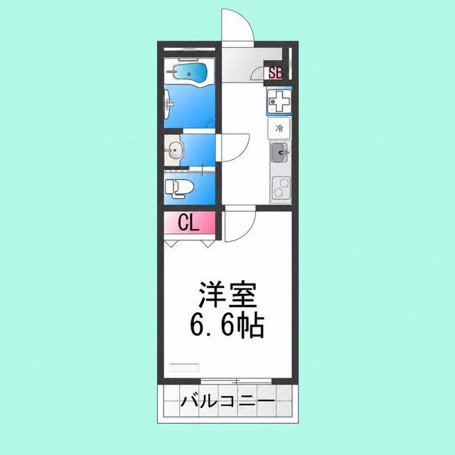 CASA七道(1K/3階)の間取り写真