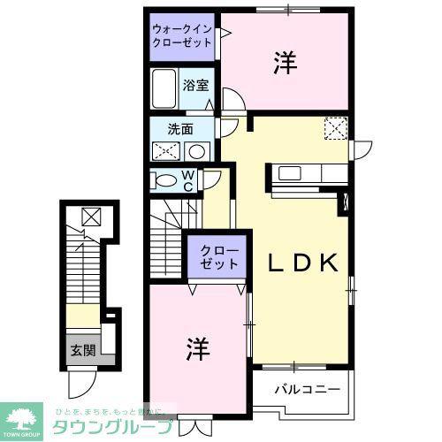 SKニューカトレア(2LDK/2階)の間取り写真