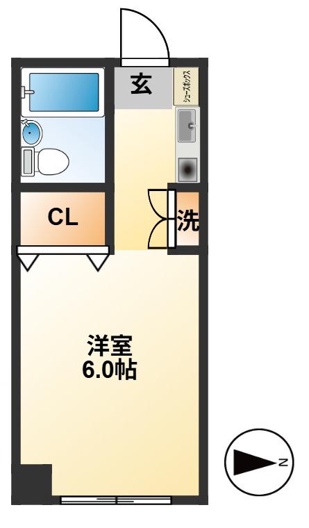 エスポワール国立(ワンルーム/3階)の間取り写真