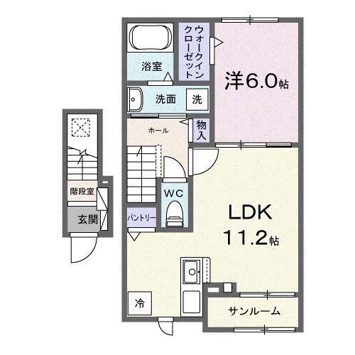 オリヴィエ(1LDK/2階)の間取り写真