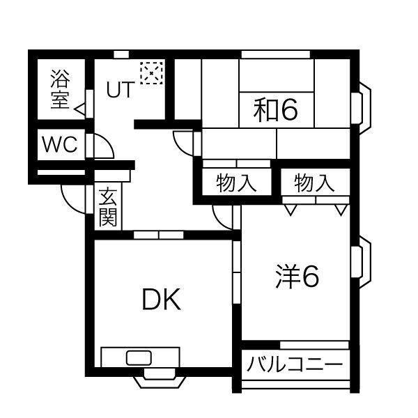 レイクパルII(2DK/1階)の間取り写真